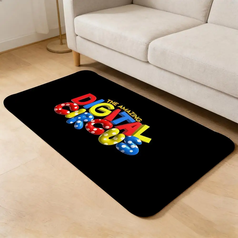 show D-digital circus Floor Mat Flannel Door Mat Non-Slip Absorbent Washable Indoor Home Rug