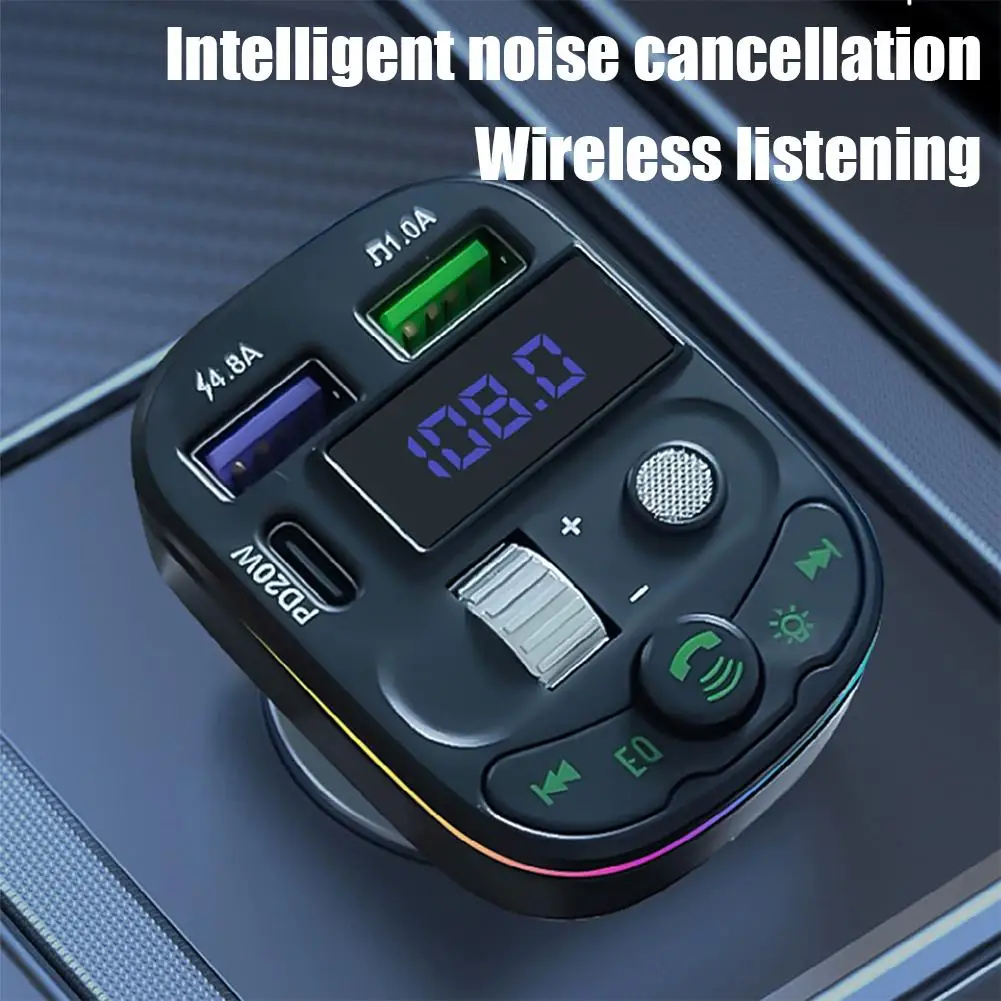 Bluetooth 5.3 FM Transmitter Handsfree Car AUX Radio Modulator MP3 Player with PD20W Quick Charge Adapter Car Accessories