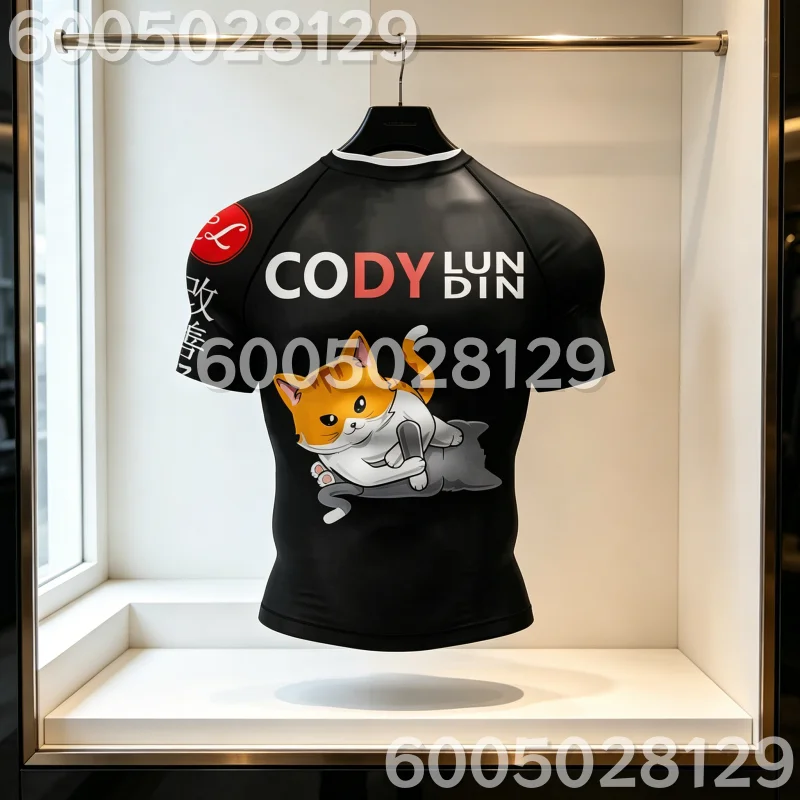 Cody Lundin Men Sublimation MMA Rashguard Bjj Jiu Jitsu Exercise Sportwear High Elastic 3D Print Grappling Blouse Family Kid Tee