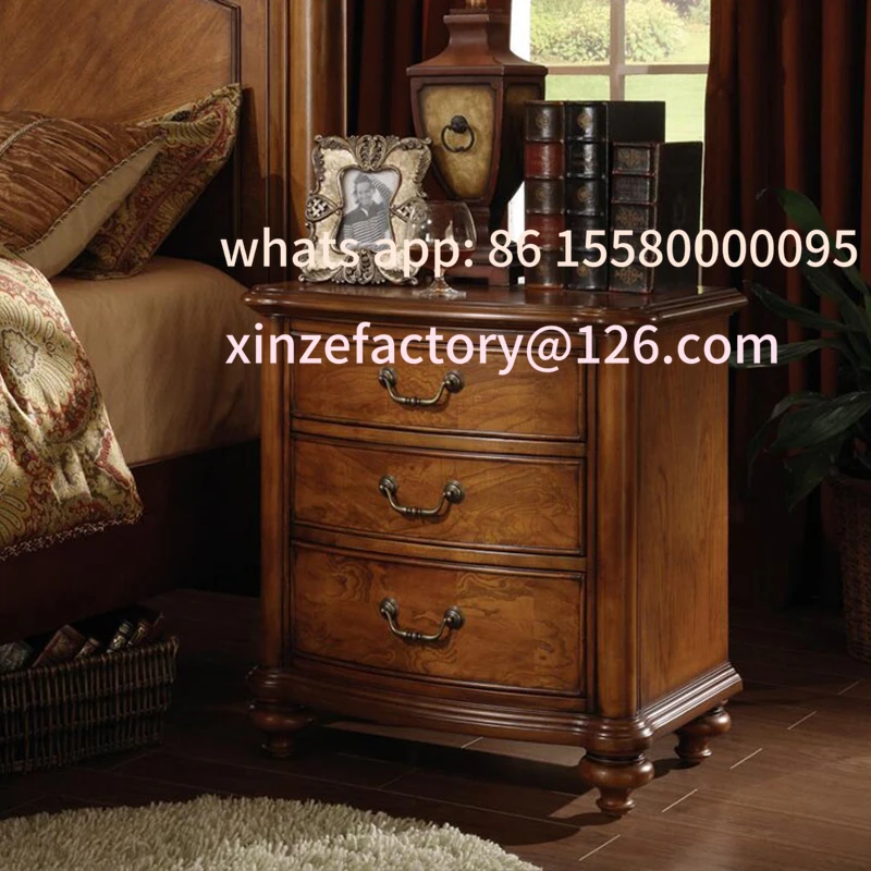 

Customizable European antique solid wood bedside table