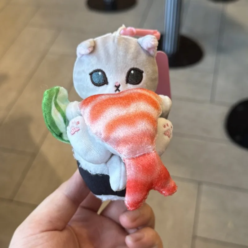 Cartoon Seafood Hand-Painted Sushi Cat Pendant Keychain Shark Cat Caviar Keychain, Plush Toy Keychain, Gift