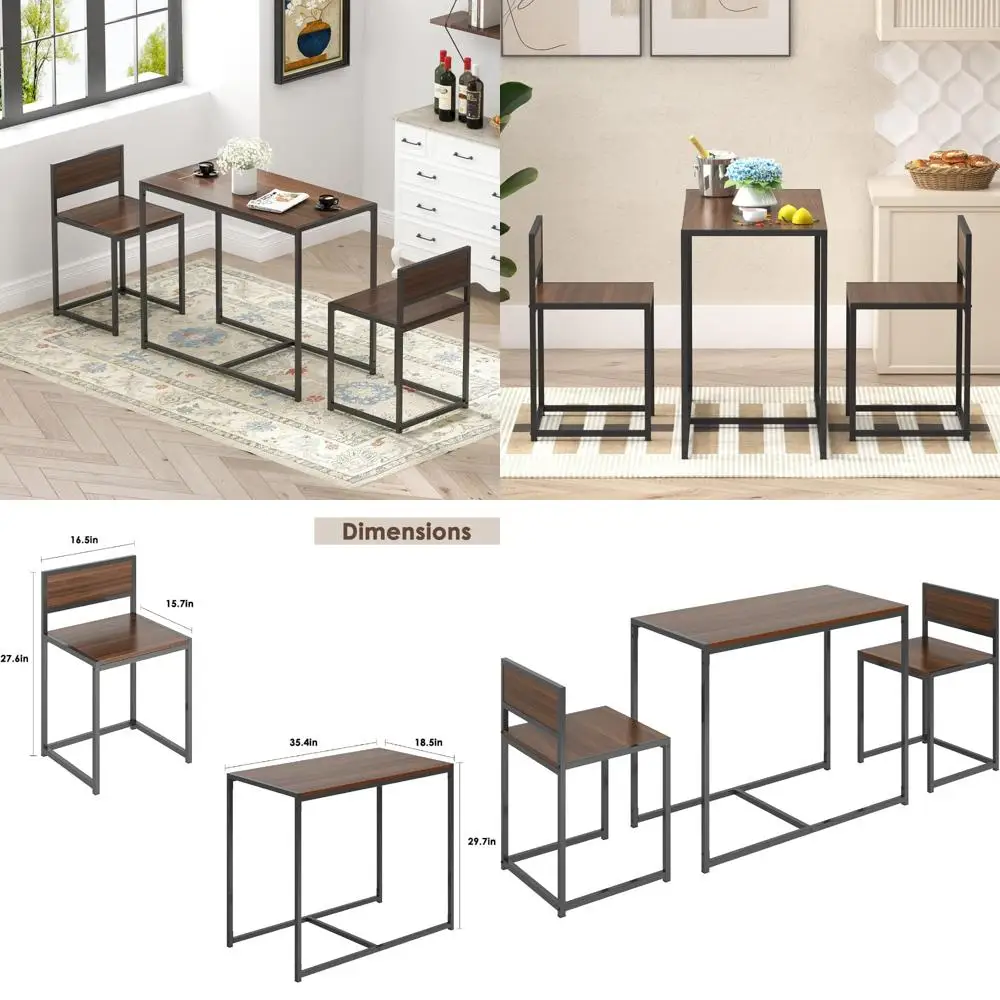 

Compact 2-Person Dining Set for Small Kitchens, Modern Studio Table with Two Chairs, Breakfast and Coffee Table Combo