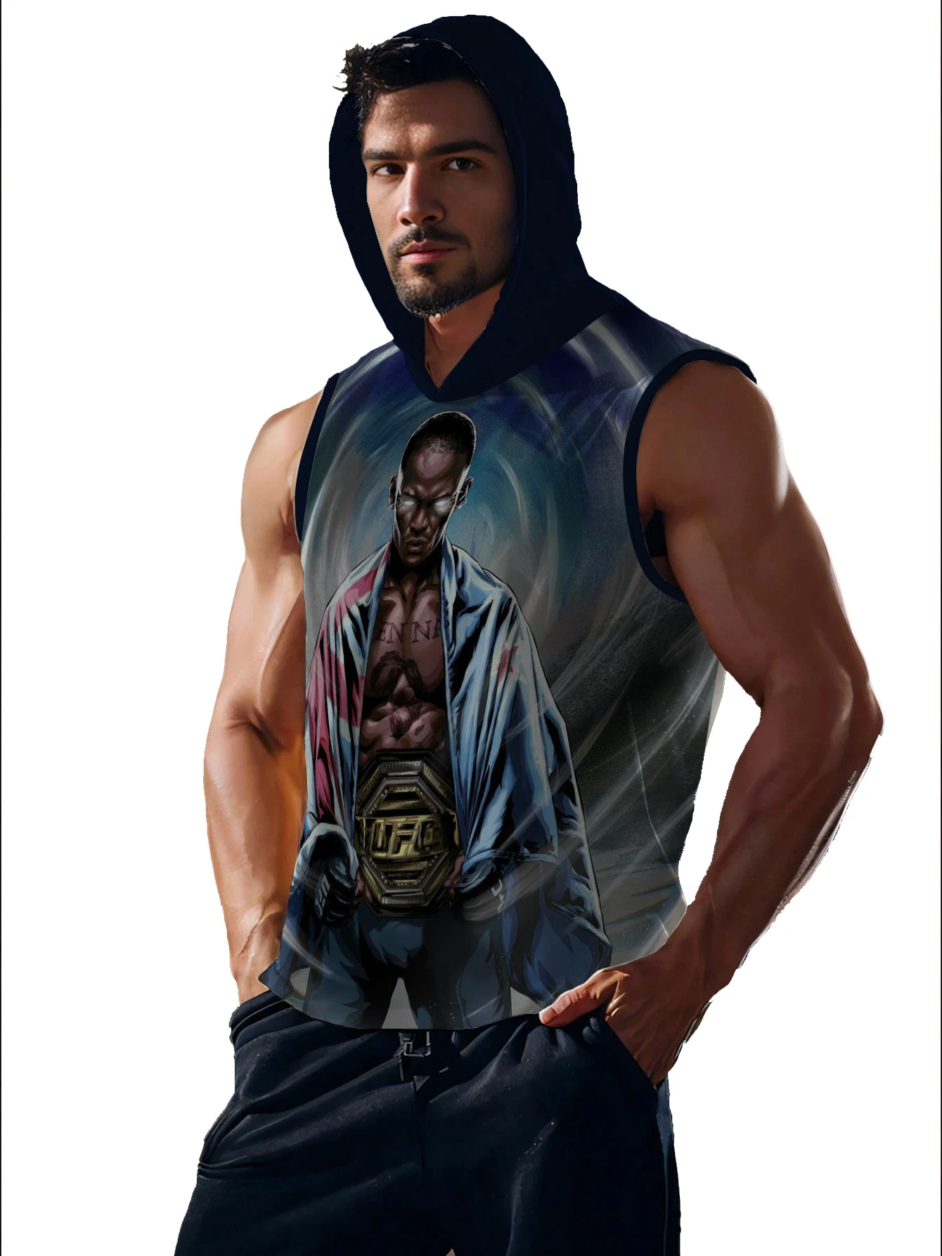 Summer Trend 3D Print UFC Ultimate Fighting Championship Hooded vest Casual Sports Fitness Breathable Quick Drying Men's T-shirt