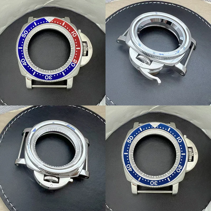 

42mm Silver Custom Watch Cases Transparent Bottom Cover Fits NH35 NH36 4R35 7S26 Movement Fashion Bezel Men's Watch Case Parts