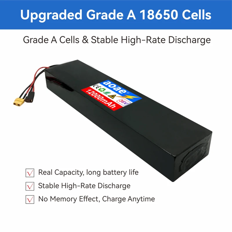 36V Lithium Battery Pack 10S4P 12Ah 14Ah 18650 Grade-A Cells 500W-1000W Built-in BMS for Kugoo M2 M2 Pro M2+ Electric Scooter