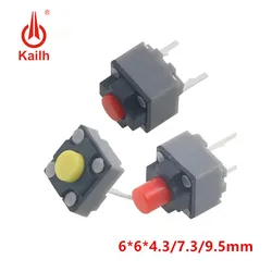 10Pcs 6*6*7.3 4.3mm 9.5mm Kailh square silent micro switch Mute switch can replace a rectangle micro switch 6X6X7.3mm 4.3mm