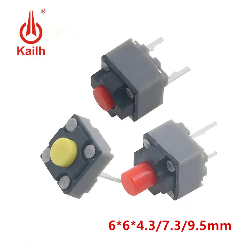 10Pcs 6*6*7.3 4.3mm 9.5mm Kailh square silent micro switch Mute switch can replace a rectangle micro switch 6X6X7.3mm 4.3mm