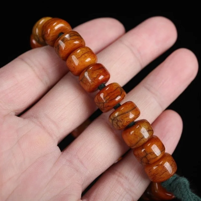 Boutique Oil Moisturizing Coated Pulp Gracked Glaze Yak Bone Buddha Beads Rosary Single Circle Bracelet Tibetan Style Ol