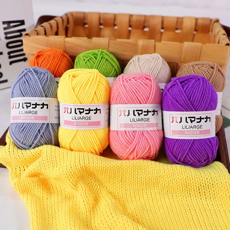 Hand Knitting Wool Crochet Yarn for DIY Crafts Sweater Hat Doll Crochet Supplies Soft Milk Cotton Yarn Baby Knitting Wool Yarn