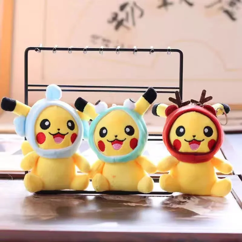 Lot Cute Pokemon Pikchs Plush Toy Small Pendant Mini Cosplay Frog Pig Deer Elephant PokéMon Bag Keychain Cute Gifts For Children