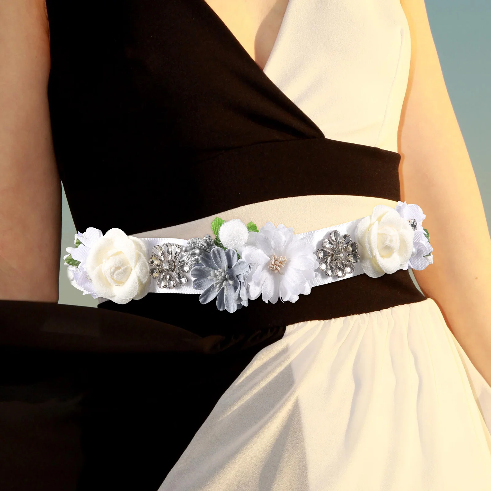 

Bridal Belt Wedding Dress Belts Rhinestones Sash Flower Gown Formal Waist Silver J234 Lightweight Elegant Decorative Bridal
