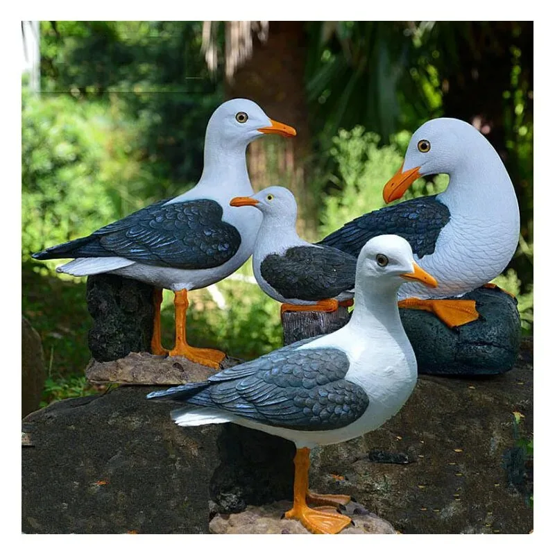 Outdoor Resin Seagull Birds Crafts Mediterranean style Ornaments Garden Simulation Animal Sculpture Accessories Decoration Art
