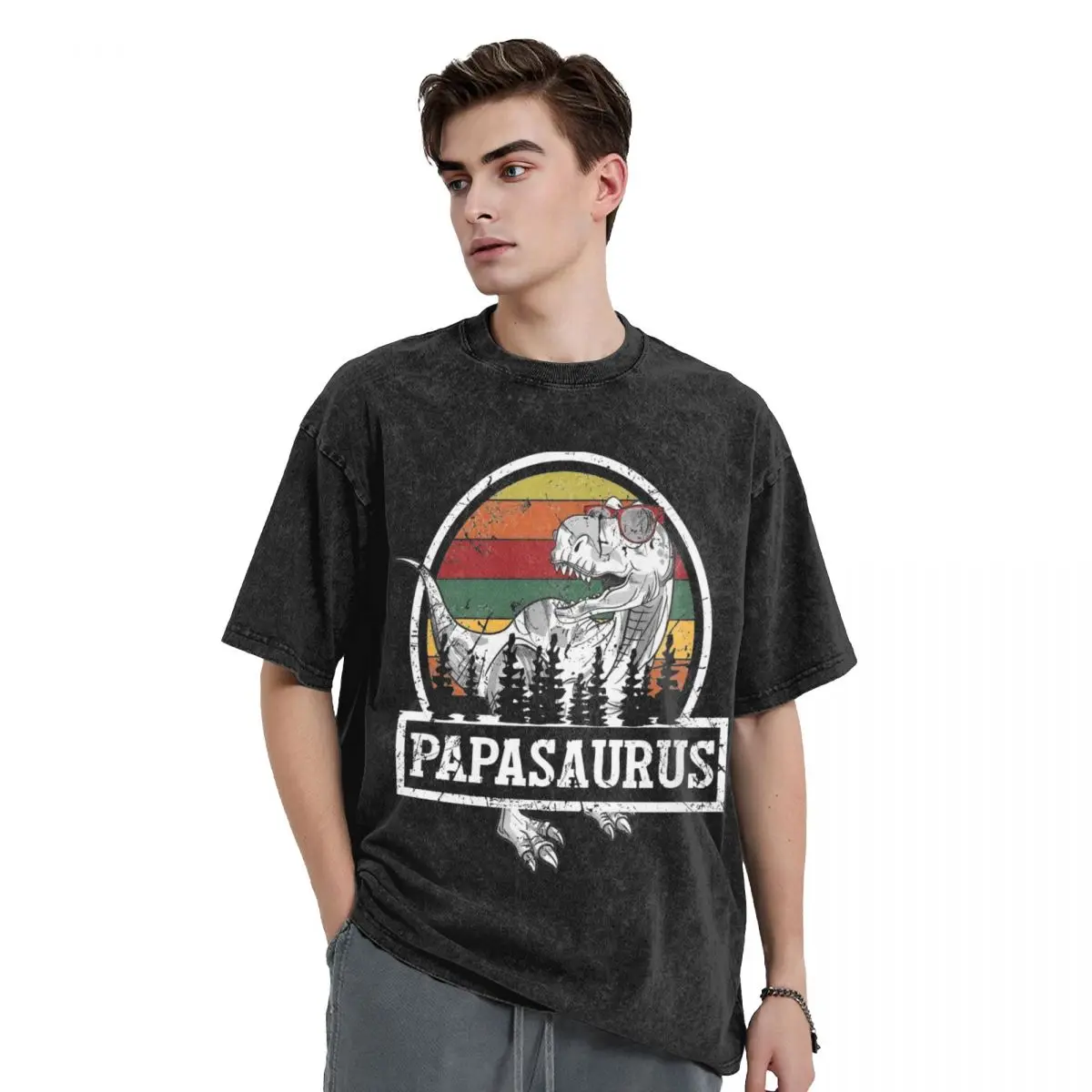

Men Papasaurus Rex Papa Saurus Dinosaur T-Shirts Wlidlife Tees Summer Y2K Funny Short Sleeves T-Shirt O Neck Tshirt Hot Sale