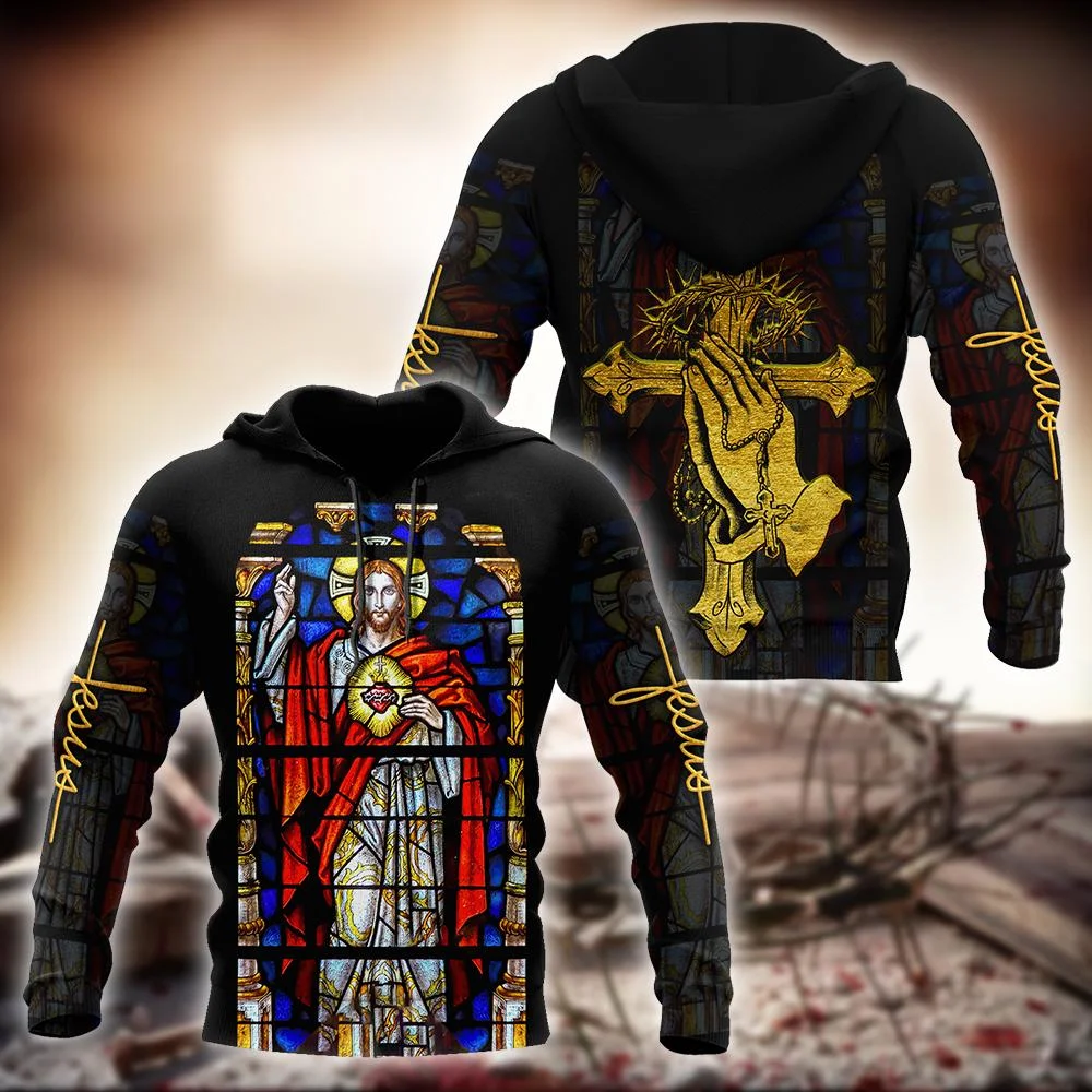 Men's Hoodie God 3D Print Spring and Autumn Jesus Cross Casual Pullover Long Sleeve for Men New Arrival 2024 Loose Low Price