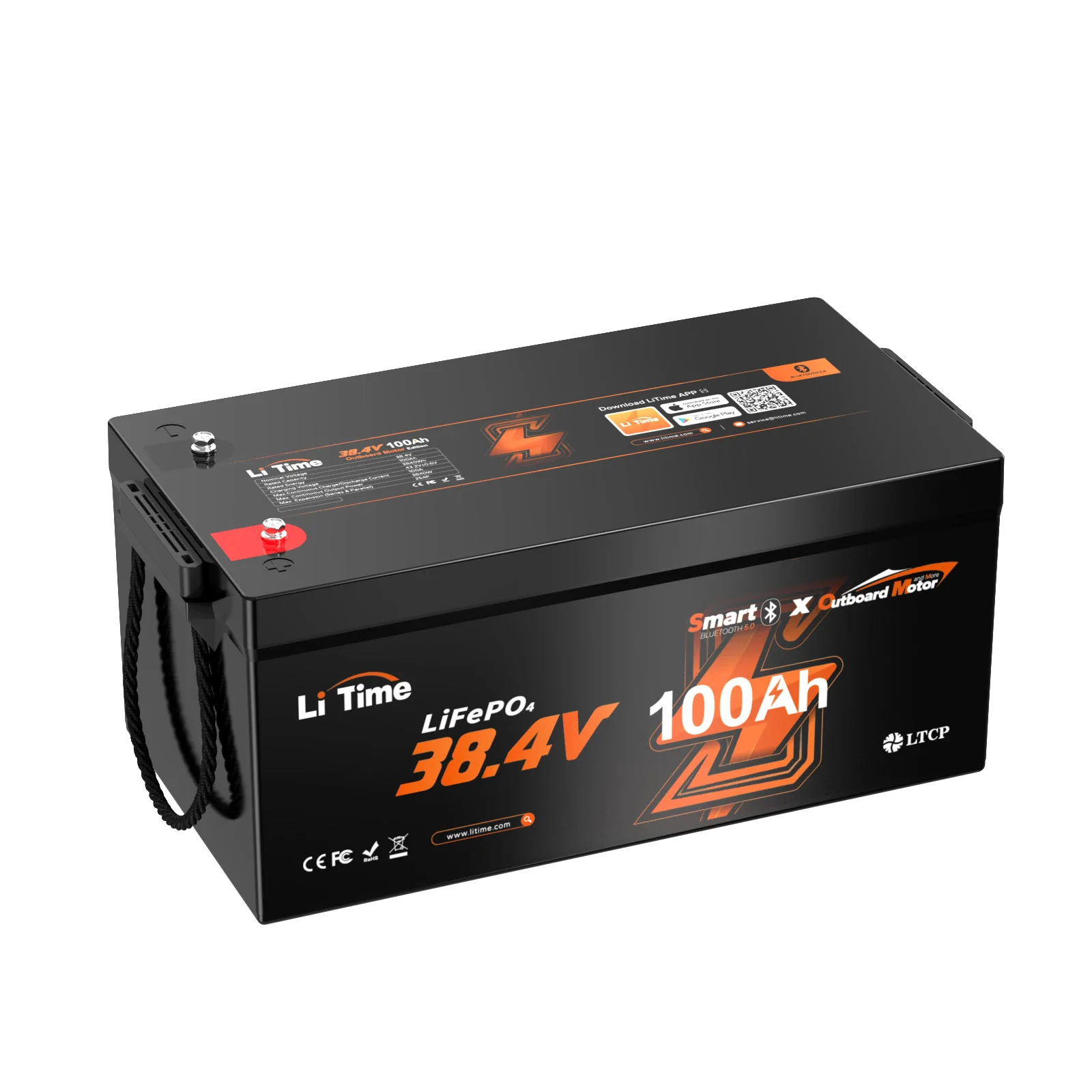 

Door To Door US Stock 36V( 38.4V ) 100Ah OBM Outboard Motor Bluetooth Lithium Lifepo4 Battery For Marine Electric Boat