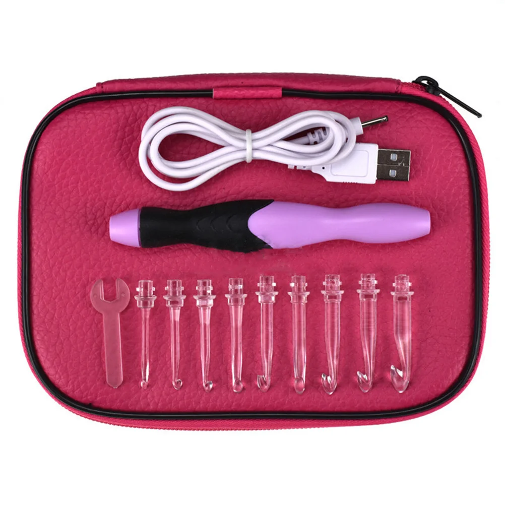 

38Pcs Illuminated Crochet Hook Kit Compact Organized Case Included Scissors Row Counter Needle Protector Stitch Markers LED
