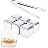 LMETJMA Stainless Steel Whisky Ice Cubes Metal Reusable Whiskey Stones Cooling Metal Whiskey Rocks Vodka Chilling Stones JT487