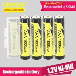 LiitoKala-Bateria Recarregável AAA Adequado para Brinquedos e Ratos, Suporte da Bateria, NiMH, 1.2V, 1000mAh, 2600mAh, 1Pc, 4Pcs