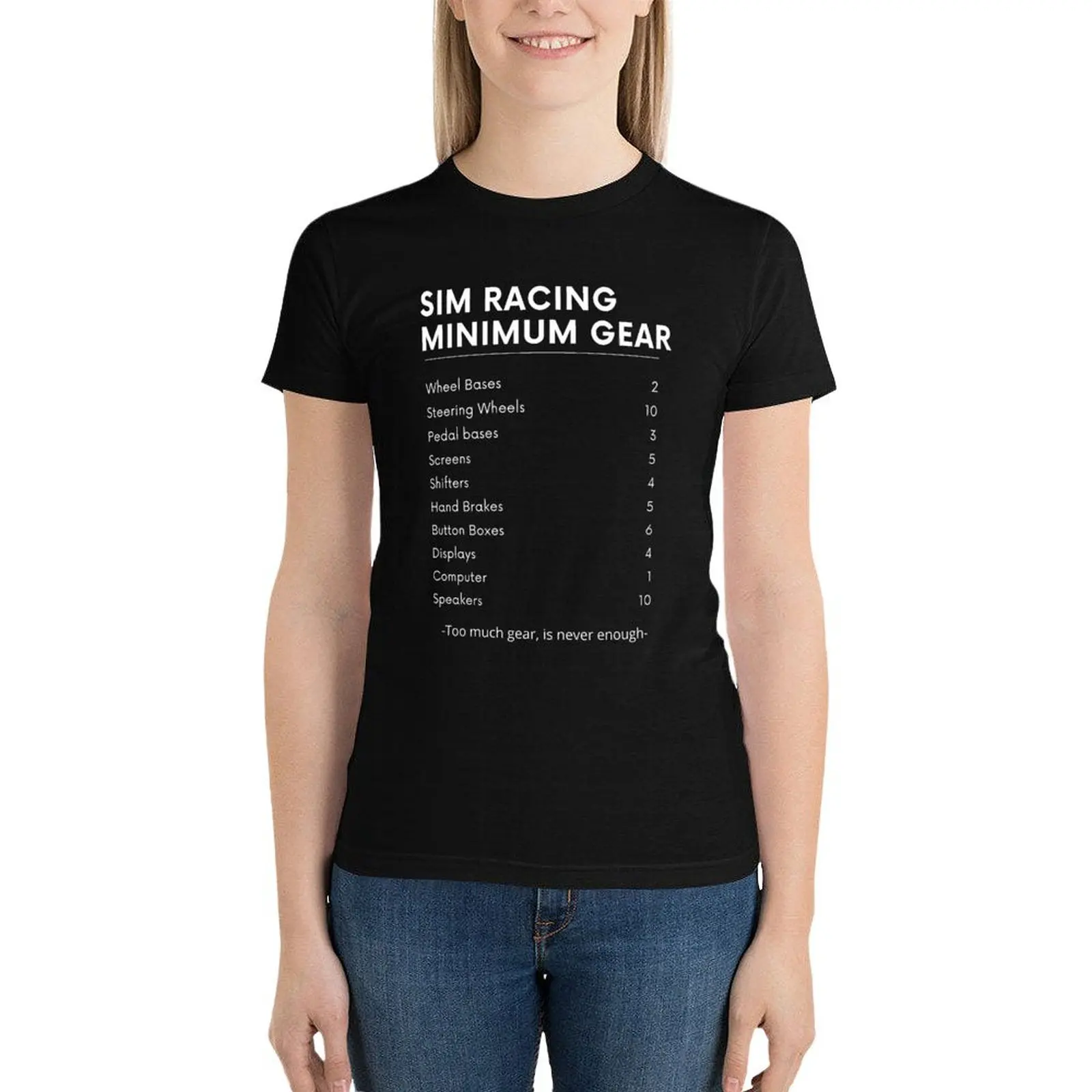 Camiseta de SIM RACING FUN MINIMUM GEAR para mujer, ropa linda, camisas divertidas para mujer, camisetas gráficas, ropa