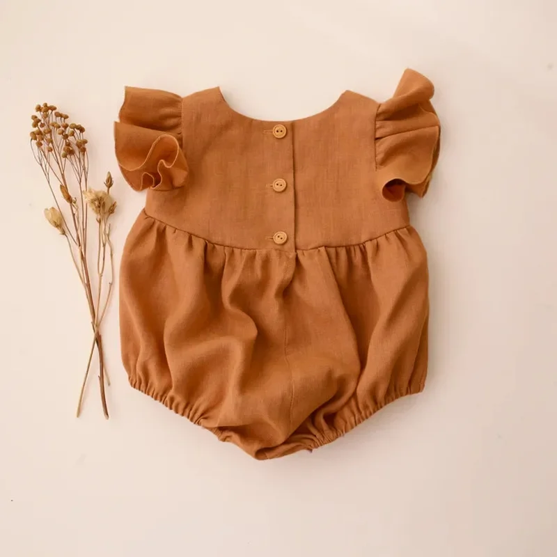 Fashion Baby Girl Summer Jumpsuit Newborn Fly Sleeve Romper Lovely Sleeveless Baby Clothes 3-24M