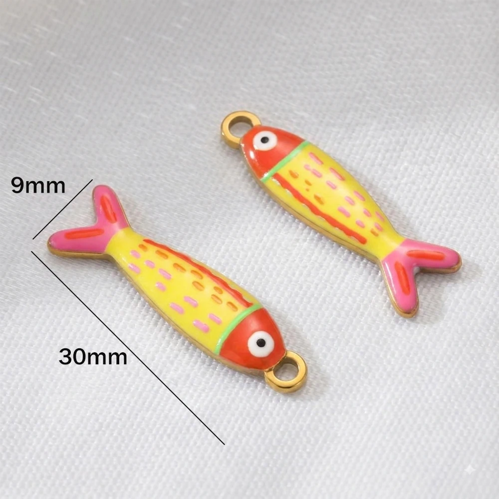 3pcs Bohemian Enamel Fish Charms for DIY Jewellery Making