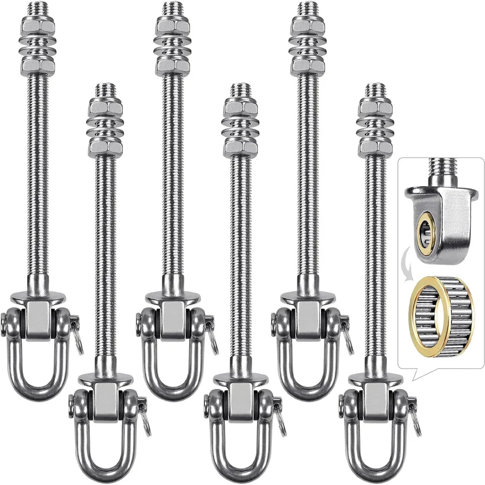 304Stainless Steel Useful Heavy Duty Swing Hook Threaded Shaft Hook Equipped With Silent Bearings Hammock Hook Easy Installation