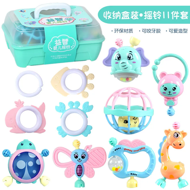 مجموعة خشخيشة للرضع والأطفال الصغار، من عمر 0 إلى 1 سنة، خشخيشة يدوية للتسنين لحديثي الولادة، صندوق هدايا ألعاب تعليمية لحديثي الولادة