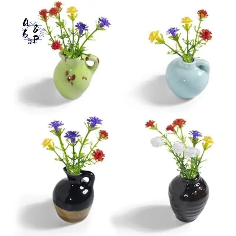 A68P-4Pc Mini aimants de réfrigérateur en forme de vase, petits aimants en forme de plante, vase à plantes 3D pour la décoration du réfrigérateur, de la cuisine, du casier ou du bureau