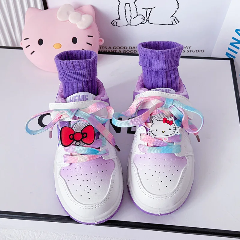 Sanrio Hello Kitty Sneakers Flats Children Casual Shoes Kid Sneakers Pu Leather Fashion Comfortable Sports Tennis Shoes for Boys