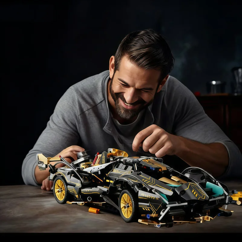 

Эстетичный высокопроизводительный конструктор гоночного автомобиля, технологичные строительные блоки для спортивного автомобиля, демонстрационная модель для украшения дома, подарок для