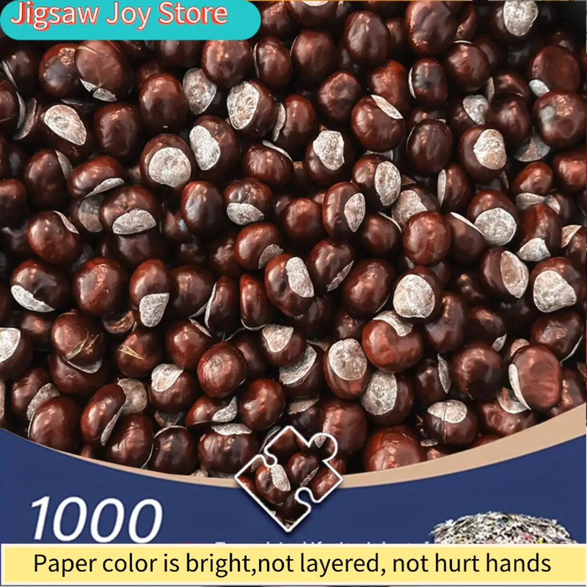 

Пазл для взрослых на 1000 элементов с темно-коричневыми каштанами и белыми пятнами - большой прямоугольный головоломка для начинающих, сложный в решении