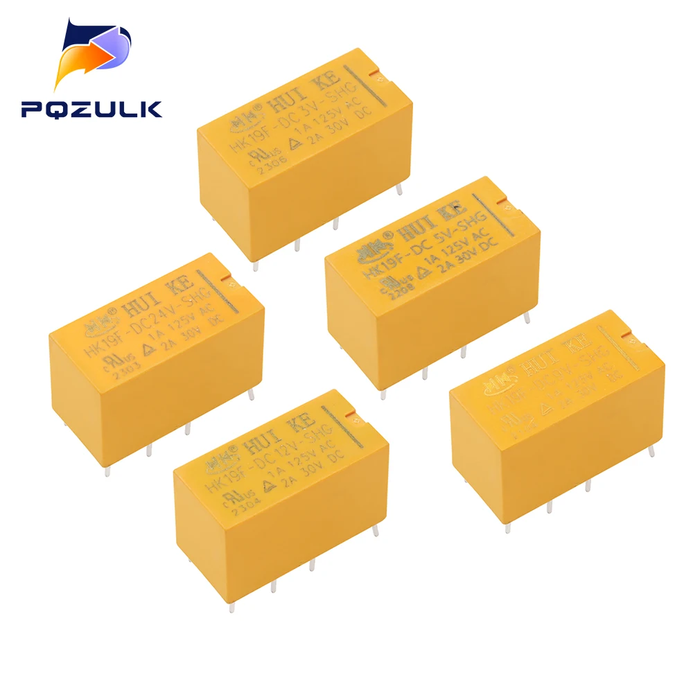 10PCS Coil DPDT 8 Pin 2NO 2NC Mini Power Relays PCB Type HUI KE HK19F HK19F-DC5V-SHG HK19F-DC12V-SHG HK19F-DC24V-SHG