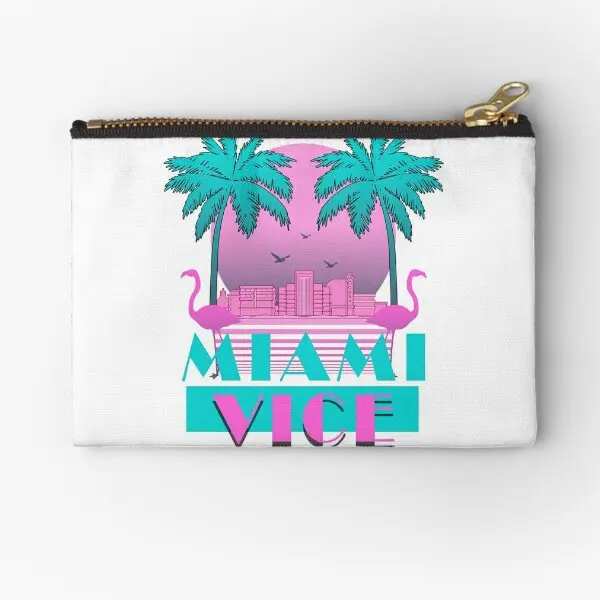 

Miami Vice Retro 80S Design Zipper Pouches Storage Key Small Coin Underwear Pure Cosmetic Panties Packaging Women Bag Socks