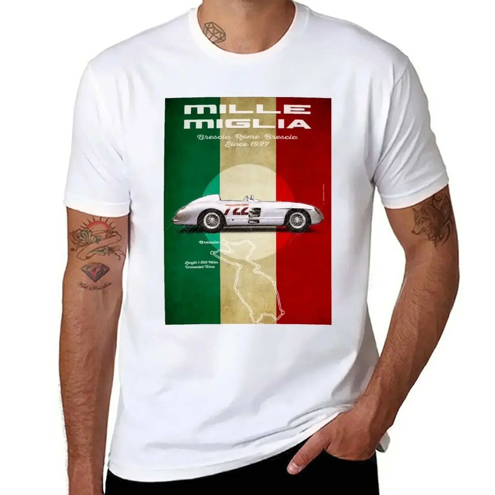 Mille Miglia Racetrack Vintage TShirt customizeds aesthetic clothes sweat mens tall t shirts ,tshirts for mens designer clothing