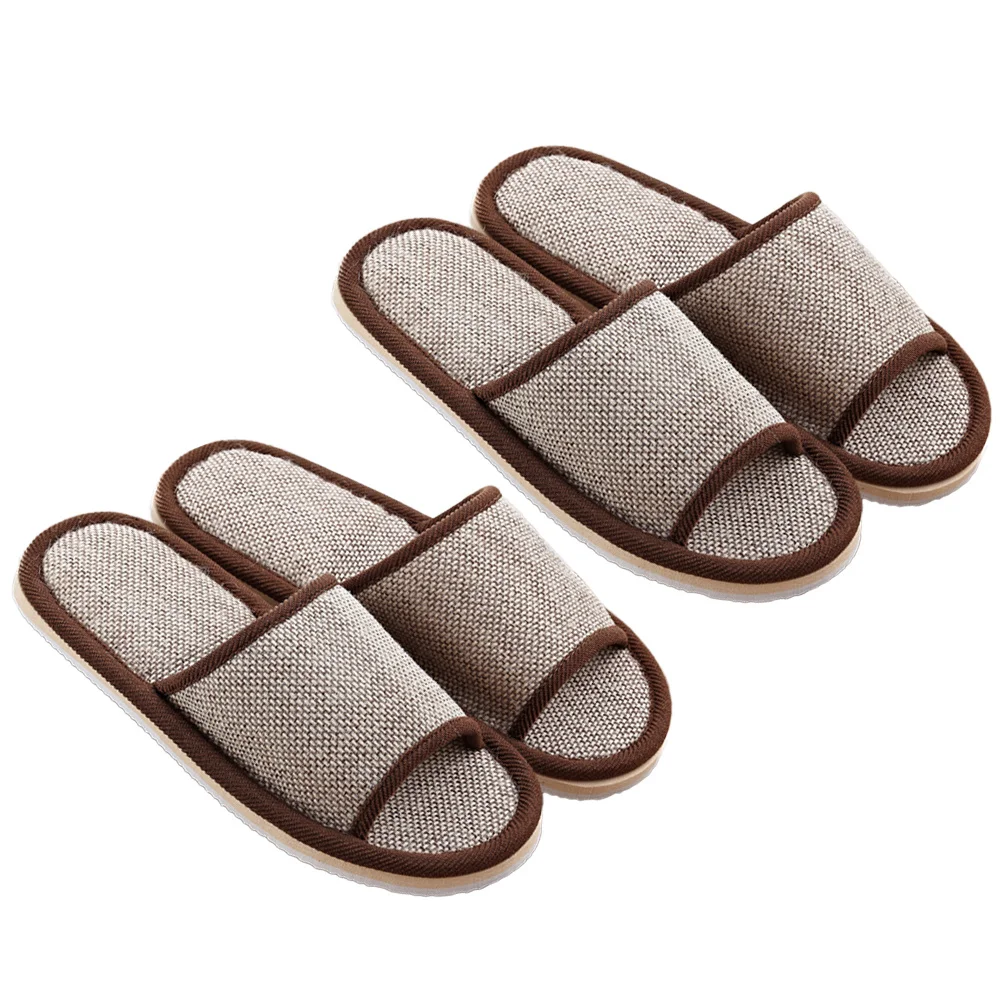 

2Pairs Non Slip Eva Slippers Lightweight Waterproof Slippers for Hotel Home Shower Use 29cm Coffee