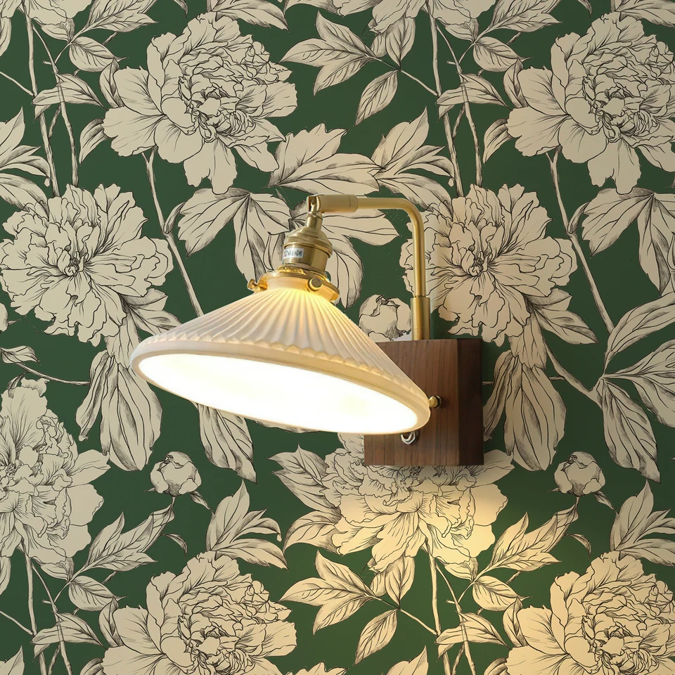 Green Floral Peel and Stick Removable Wallpaper