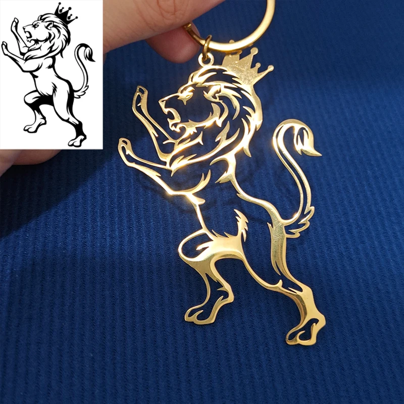 

Custom Big Keychain Personalized 80 mm Domineering Lion Design Support Drawing Artwork Sketch Keychains Customized Company Logo