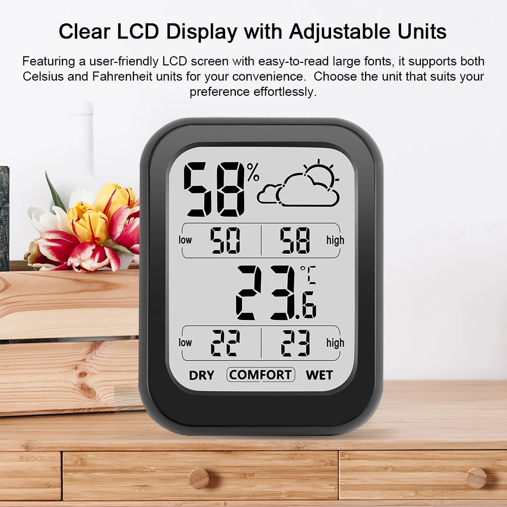 Digital Indoor  Thermometer Hygrometer Room Calibrated Humidity Meter Temperature Humidity Monitor Indicator Sensor ℃/℉