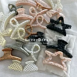 Retro Polka Dot Geometric Hair Claw Clip Headdress for Women Girls 2024 Korean Sweet Simple Ponytail Hairpin Hair Accessories