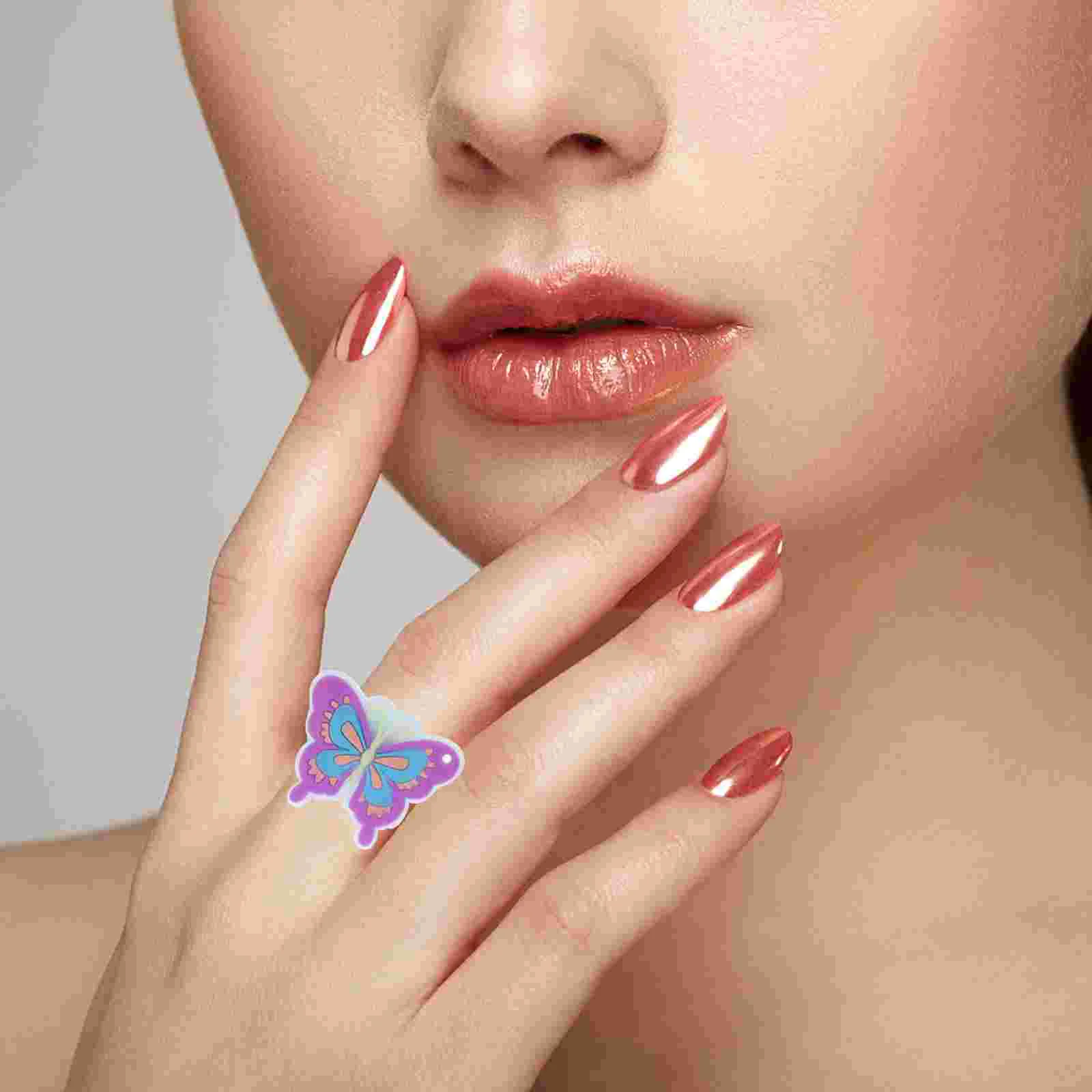 12 Pcs Butterfly Ring Adorable Finger Rings Charm Kids Decors Pvc Toy Small Child Girl