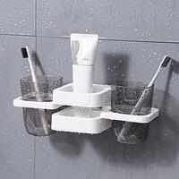 Toothpaste Holder Toothbrush Cup Rack Multi Punch-free Foldable Wall-mounted Suction-up Electric Toothbrush Organizer