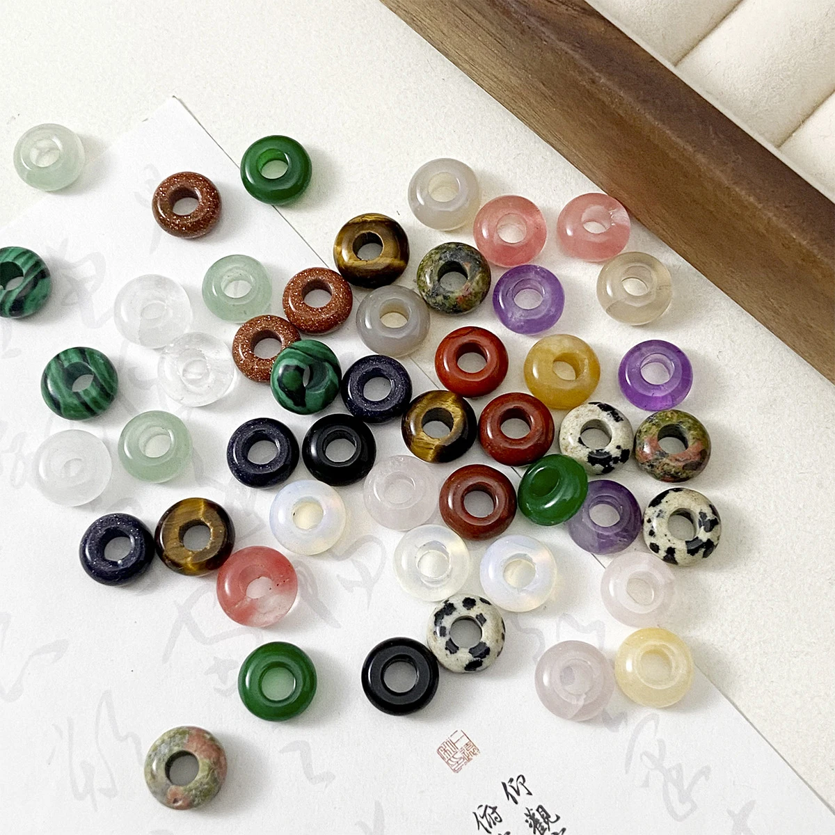 50 stuks/partij Kristal Agaat Natuursteen Abacus Vormige Kralen Tijgeroog Steen Handgemaakte DIY Losse Kraal Accessoires Groothandel