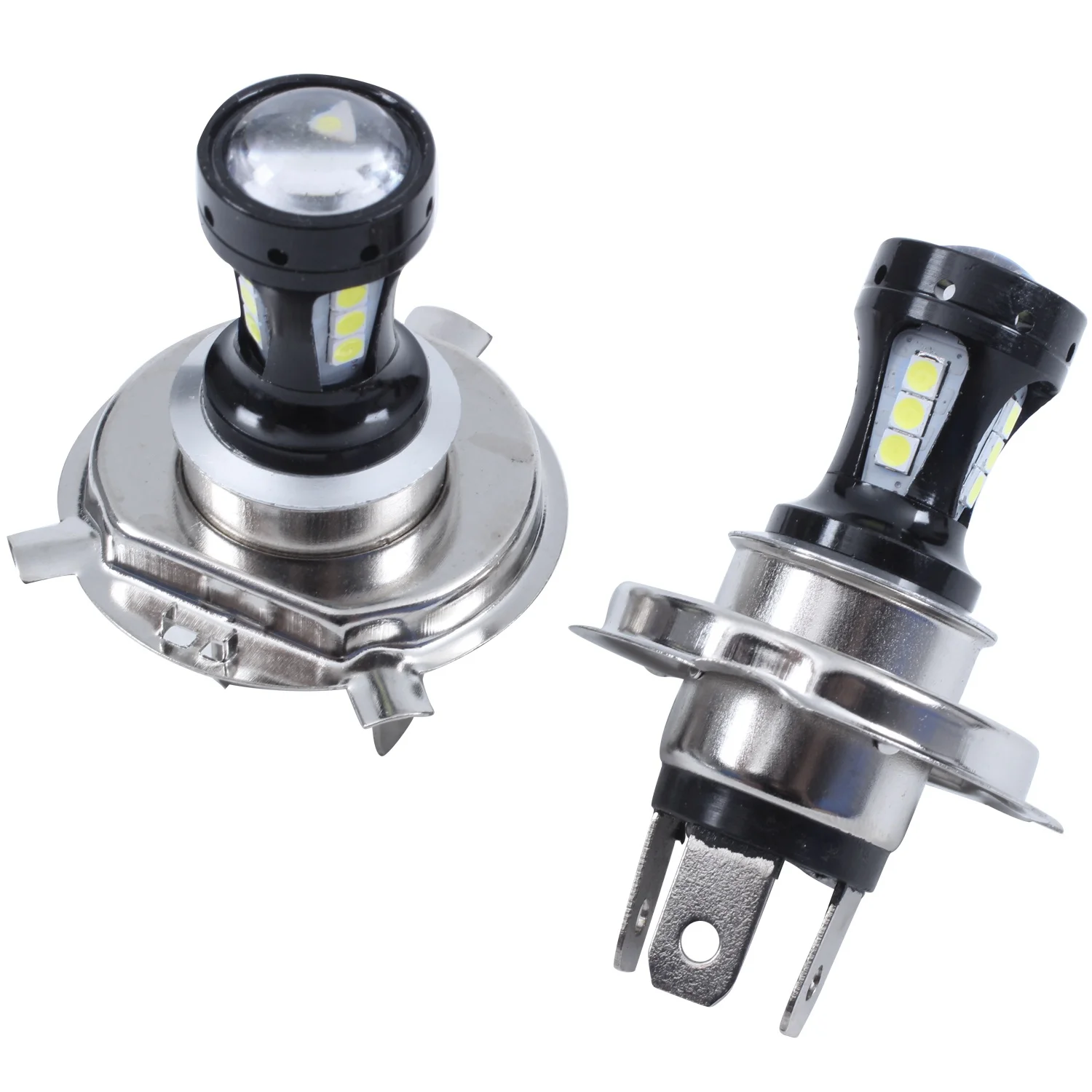 2Pcs H4 Motorcycle 3030 Led High And Low Beam Headlight Bulb 6500K 12-24V Motorcycle Electric Headlight 800Lm H4 6500K