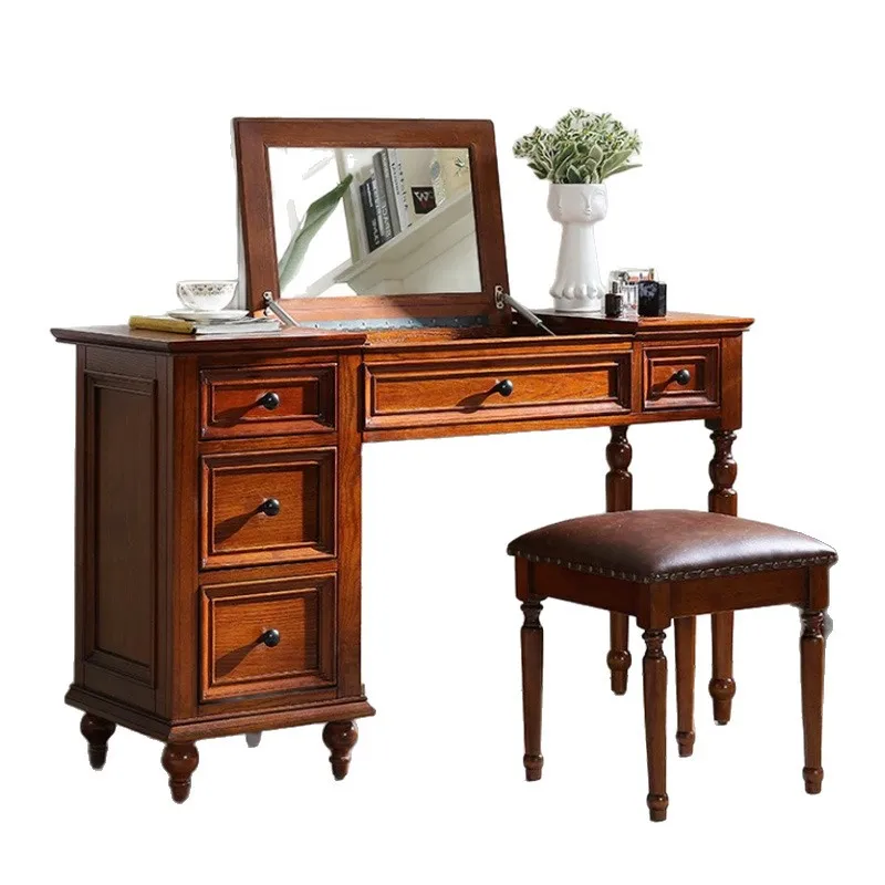 

White toon wood dressing table and chest of drawers integrated 1 meter, all solid wood bedside dressing table 1.2 meters