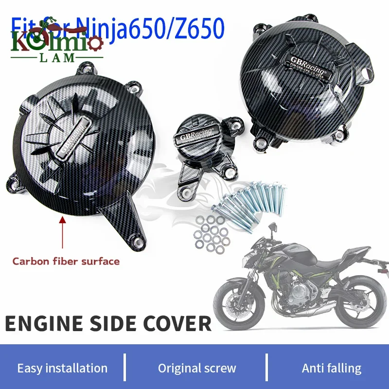 

FIT For 2017 - 2021 KAWASAKI Z650 Ninja 650 Engine Cover Protector Carbon Firber Slider Crash Cover NINJA650 2018 2019 2020