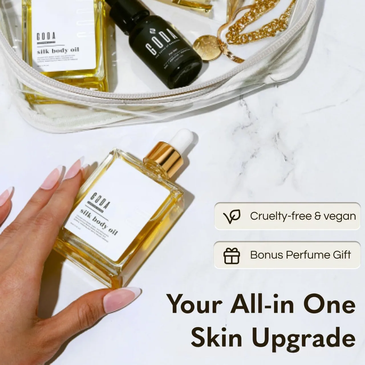 

50 мл Масло для тела GODA Silk с феромонами, для гладкой и нежной кожи, глубоко питающее и увлажняющее, с длительным эффектом.