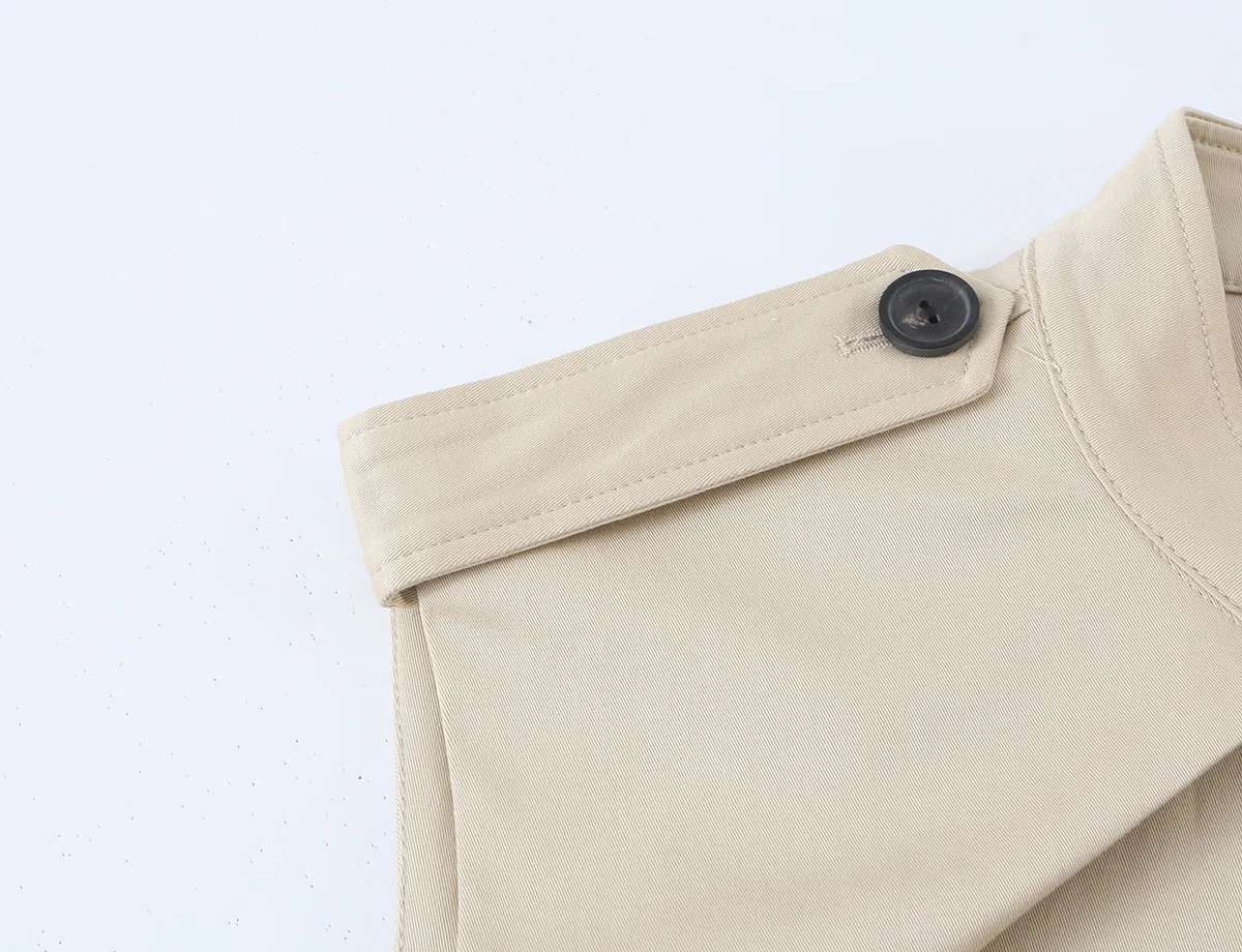 Elegantes Damenkleid, ärmellos, sexy Cut-Out, figurbetontes Mini-Kleid für Dates, schickes, doppelt getragenes Trenchcoat-Stil Damenkleid, neu. – Detail 5