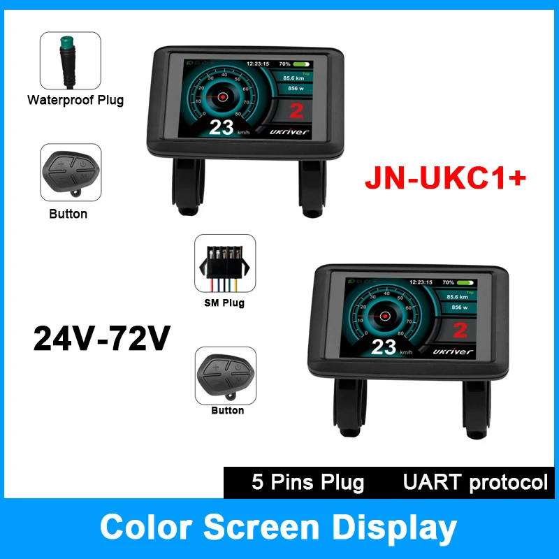 

E-Bike JN UKC1+ Color Display Computer UART Protocol with USB Interface 24V-72V 5Pin SM/Waterproof Connector Bicycle Accessory