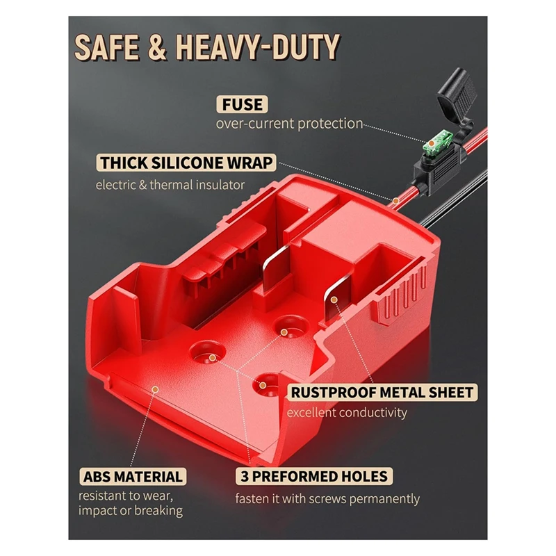 Power Wheel Adapter For Milwaukee M18 Battery, Peg-Perego Milwaukee Battery Adapter With Wire Harness Connector