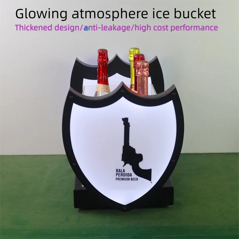 Customized Bar Rechargeable Luminous Ice Bucket Glowing Beer Barrel Champagne Cooling Drink Tool for Bar
